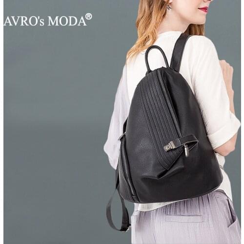 AVROs MODA Fashion Backpacks For Women Shoulder Bags Ladies Genuine Leather Casual High Quality Teenagers Hobo School Backpack