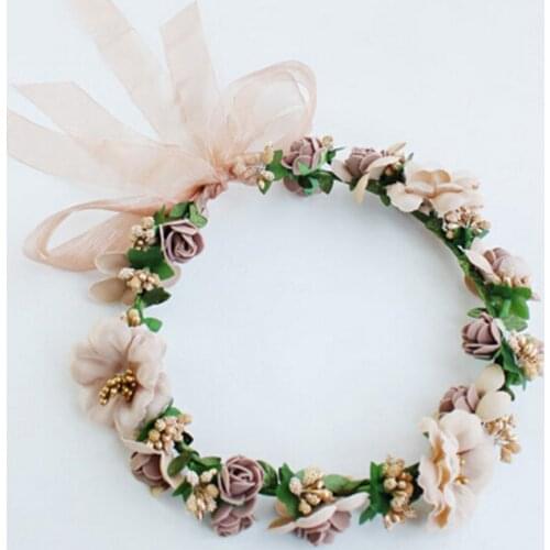 Bohemian Style Woman Hair Flower Crown Wedding Party Vacation Hair Wreath Garland Girls Flower Headband Hair Accessories