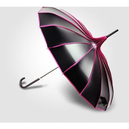 Long Handled Pagoda Umbrella Black Coating Small Fresh Sun Protection Anti-UV Women Umbrella Ladys Small Umbrella F20173405