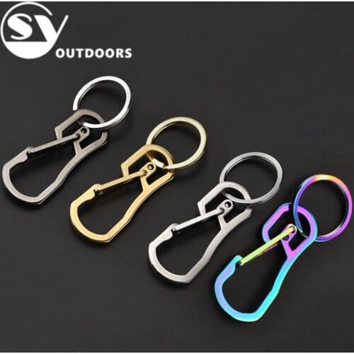 CNC Keyring Stainless Steel Key Chain Climbing Button Carabiner Belt Buckles Clip Holder Camping Hiking Equipment Outdoor Lock
