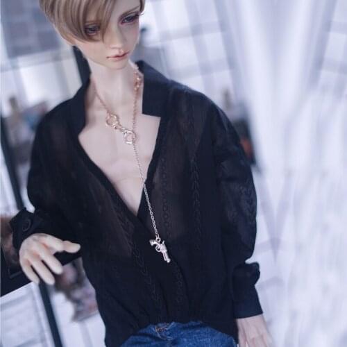 D03-P448 children toy BJD DD SD MSD 1/6 1/4 1/3 dolls clothes black Printed chiffon shirt 1pcs