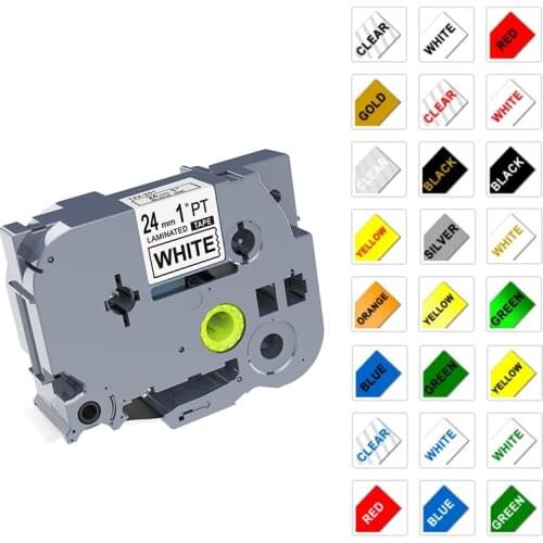Puty 5pk 24mm Tze251 Label Tape Compatible for Brother P Touch printer Tze tapes Tze-251 tze 251 tz251 tze151 tze651 tze451