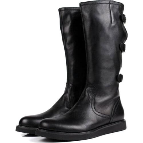 Fashion Mens Leather Boots for Men High Leg Boot Fashion Header Leather Thigh Boot Martens Boots Hight-Top