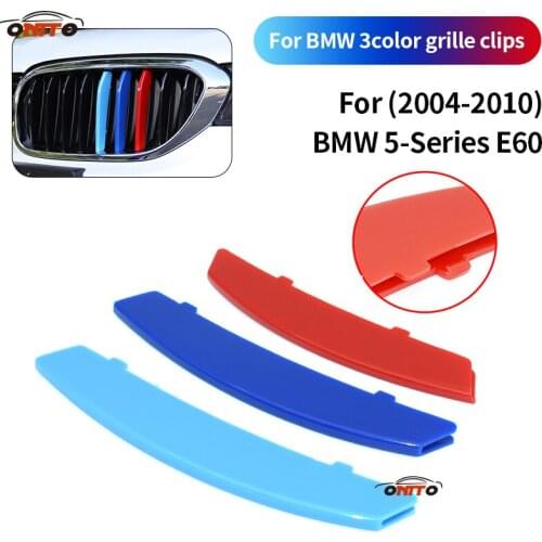 3-Color Grille Clips Covers Car Front Decoration Stripe Clips Sticker Decal Covers Grille ABS For bmw 5 Series E60 2004-2010