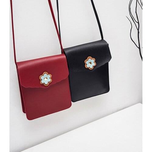 Flowers Appliques Flat Bag Women Shoulder Bag Single Strap Crossbody Bags For Women Bags Leather Small Phone Bag Purses Wallet