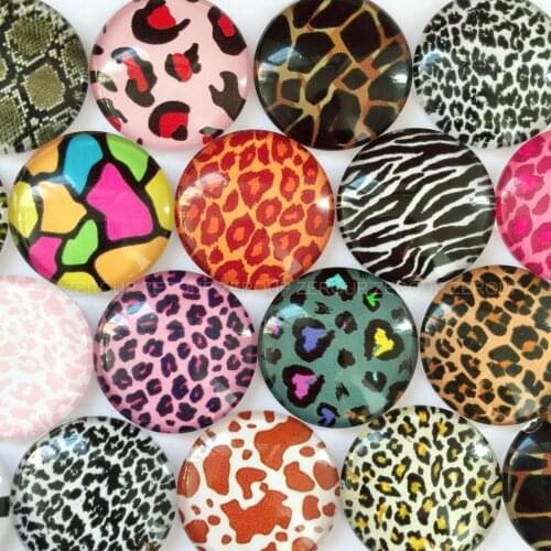 ZEROUP 12mm 20mm Round Glass Dome Cabochon Animal Stripes Picture Mixed Pattern for DIY Flat Back Jewelry Finding TP-018-R