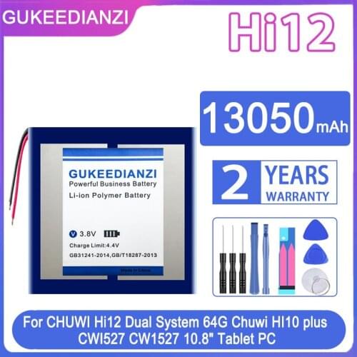 GUKEEDIANZI Replacement Battery Hi12 13050mAh For CHUWI Hi12 Dual System 64G Chuwi HI10 Plus CWI527 CW1527 10.8" Tablet