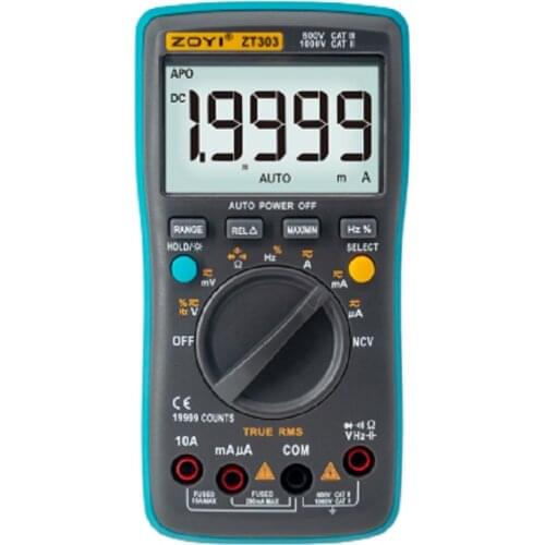ZT301 ZT302 ZT303 Digital Multimeter 8000 counts True-RMS Back light AC DC Voltage Ammeter Current Ohm Auto/Manual