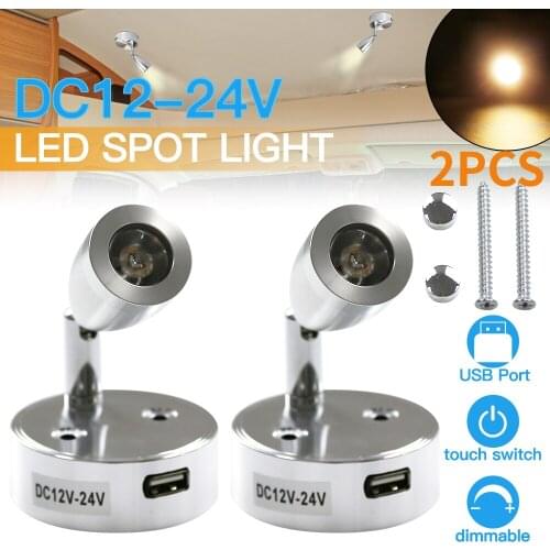 1/2Pcs 12V-24V Interior LED Reading Spot Light 360 Degree Caravan Motorhome Bedside Wall Lamp