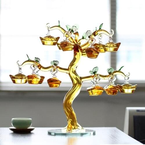 1 pcs Crystal Shoe-shaped Gold Ingot Tree Paperweight Glass Craft Home Decoration Arts&Collection Fengshui Furnishing Ornaments