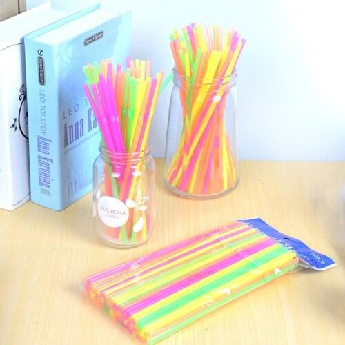 100/500Pcs Disposable Fluorescent Plastic Bendable Drinking Straws Beverage Straws Wedding Birthday Celebration Party Supplies