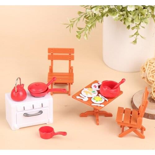 13Pcs/Set Mini Children Doll House Picnic Outdoor Oven Kitchen Scene Toy Model Dollhouse Miniature Furniture Toys Set