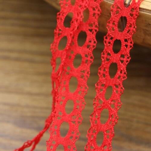 15 yard 1.4cm wide hollow perforated Ribbon Dress Red Embroidery Lace Shawl edging hand DIY lace material