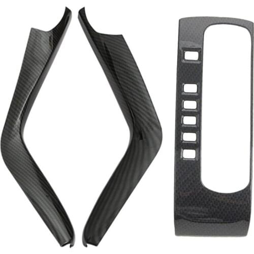 2Pcs Carbon Fiber Gear Shift Stripe Panel Cover Trim With Carbon Fiber Gear Shift Box Panel Cover Trim