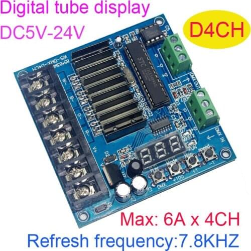 4-channel RGBW DMX512 Control Board DMX Decoder High Frequency 7.8KHZ Digital Display Address Code