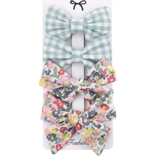 4 Pcs/Set Girls Cute Bowknot Hairpins Children Sweet Barrettes Hair Clips Fashion Kids Headwear H055