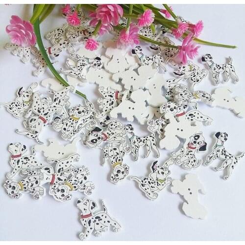 50pcs/lot Random mix dog Painted Wooden buttons decorative Sewing Scrapbook for Crafts Needlework Scrapbooking Diy Sewing A