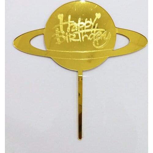Baking Cake Acrylic Plug In Planet Galaxy Acrylic Cake Insert Love Happy Birthday Acrylic Card Birthday Party Cake Decoration