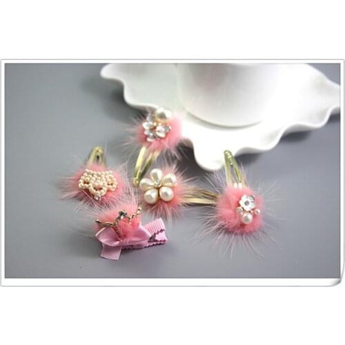 Pet/Childrens hair accessories Dog hairpin BB Korean version of crown furry girls hair clip edge flower 30pcs