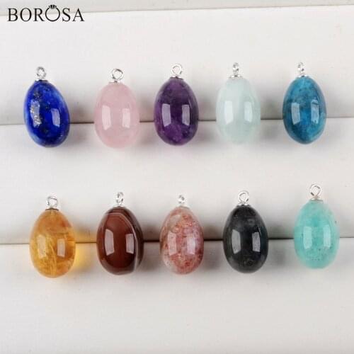 BOROSA Drop Shape Natural Gems Stones for Necklace Natural Agates Lapis Amazonite Charms Beads for Earrings Jewelry DIY WX1549