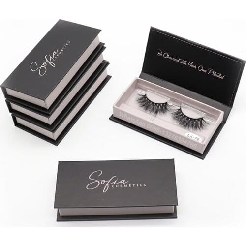 Simple Black Eyelash Case With Tray Lash Eyelash Packaging Box Soft Curly False Eyelashes Wholesale Mink Eyelashes Wholesale