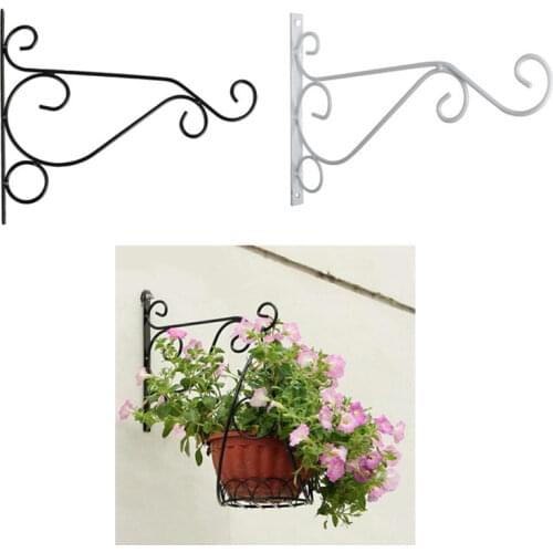 Black Iron Wall Light Hook Bracket Wind Chimes Garden Hanging Basket Planter Lantern Flower Pot Home Decoration