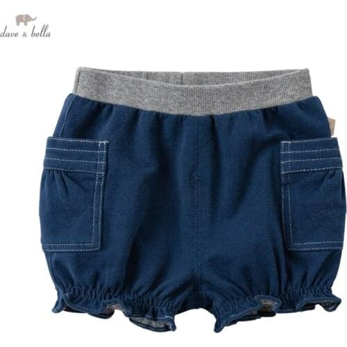 DB17702 dave bella summer baby girls fashion solid pockets shorts children kids girl cute pants infant toddler trousers