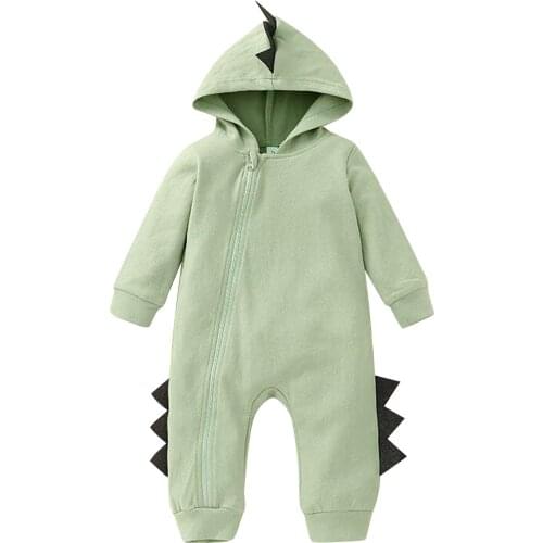 Newborn Baby Romper Solid Color Baby Clothes Girl Rompers dinosaur Long Sleeve Hooded Infant Boys Romper 0-18 Months