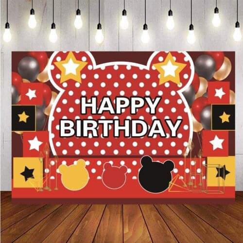 Customize Backdrop Mouse Theme Girls Happy Birthday Party Baby Shower Photography Background For Photo Studio Prop