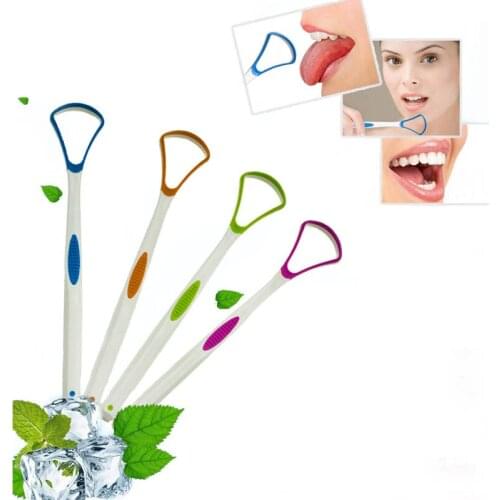 Oral Hygiene Tools Tongue Cleaner Removed Bad Breath Hand Scraper Brush Portable Dental Care Cleaning 1 PC Silica Handle