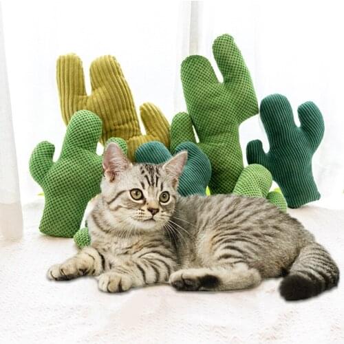 Interactive Cactus Catnip Cat Toy Pet Soft Plush Chew Dog Toys Teeth Grinding Chewing Durable Tug Fetch Bite Toys Great for Pets