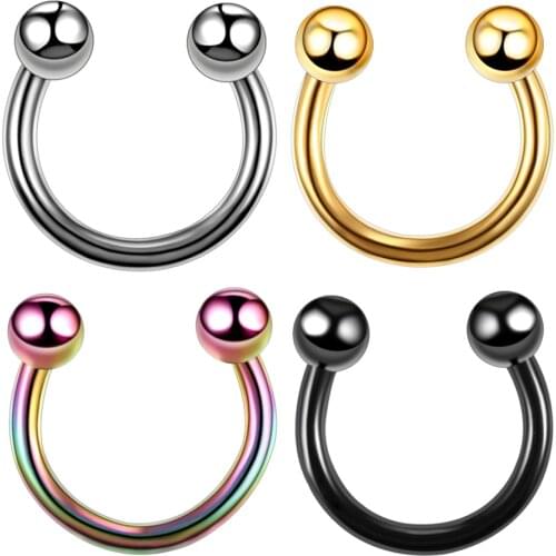 10Pcs/lot Stainless Steel Nostril Nose Ring Lip Rings Earrings Sircular Piercing Ball Horseshoe Ring Nose Hoop Body Jewelry