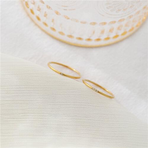 Simple Luxury Small Round Stainless Steel Ring Gold Plated Exquisite Zircon Diamond Rings For Women Girls Trend Jewelry Gift