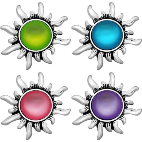 KZ3242 New Beauty Flower Sun colorful stone 18MM snap buttons for snap jewelry wholesale