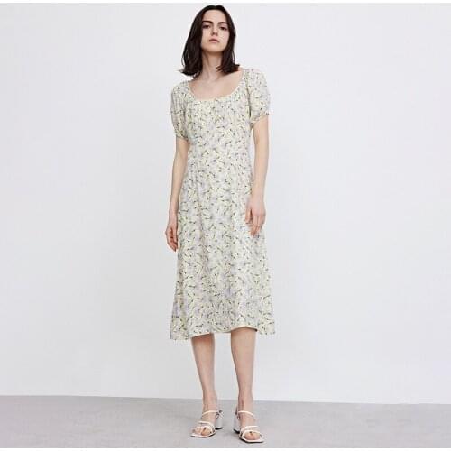 Summer Dress Female Floral Casual Womens Dresses Short Sleeve Slim Woman Summer Beach Dresses Folds Dresses Summer 2021 Ladies