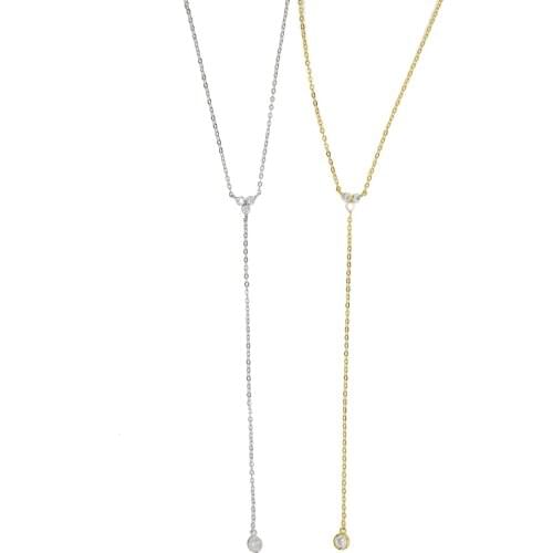 2020 Best Selling Fashion Larit Y Pendant Necklace Girls Long Link Chain Drop Clear CZ Nice Simple Classic Jewelry for women