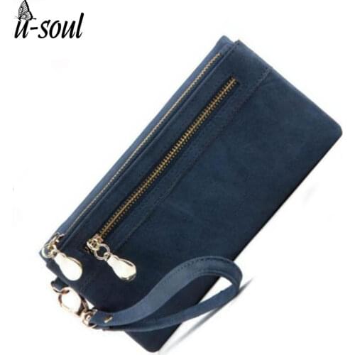 Fashion Women Wallets Dull Polish PU Leather Wallet Double Zipper Day Clutch Female Leather Wallet Laies Purse SC0025
