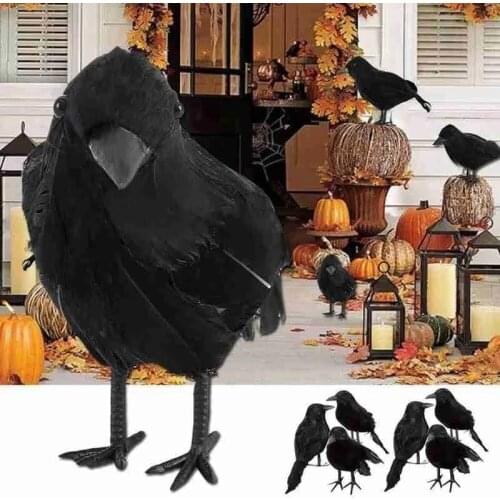 1pc Halloween Black Crow Model Simulation Fake Bird Animal Scary Toys For Halloween Party Home Decoration Horror Props