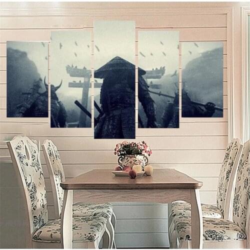 5 Piece Wall Art Canvas Painting Figure Painting Samurai Game Cg Poster Modern Home Decor Living Bedroom Modular Pictures