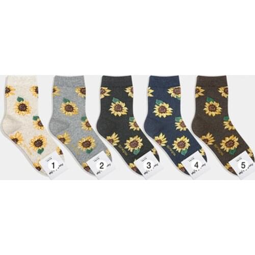 Sunflower Korea Style Socks Women Cotton Candy Color Casual Fashion Long Sock Floral Harajuku Female 2020 New Sock Cute Soft