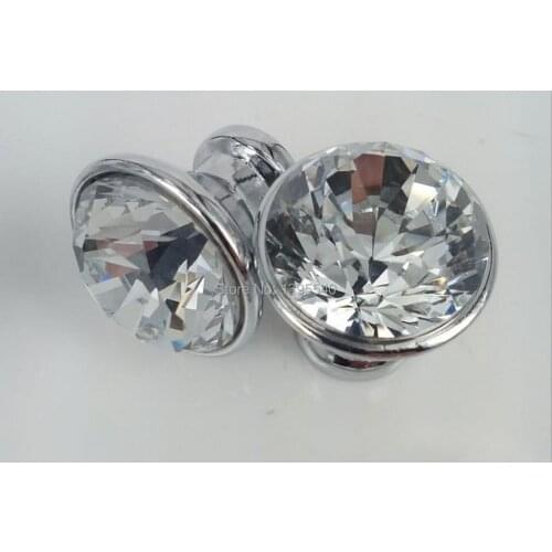New 10pcs 20mm K9 Crystal Cabinet Knobs Jewelry Box Drawer Pull Furniture Drawer Handles Wardrobe Pulls Cupboard Shoes Box Knobs