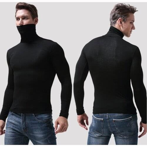 Newly Men Warm Long Sleeve Compression Shirts Turtleneck Winter Base Layer Top Pullover Lightweight T-Shirt