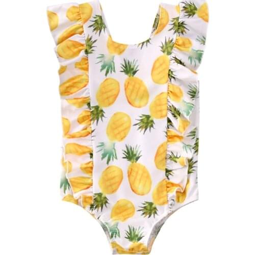 New 1-5 Years Children Swimsuits Baby Girls Watermelon Print One Piece Swimming Girl Pineapple Suits Kids Swimwear