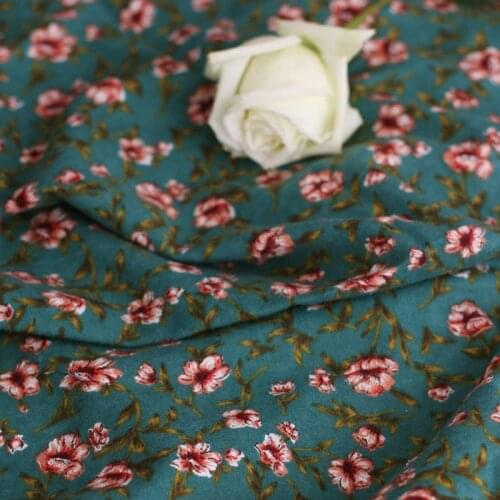 One meter High quality new Sanding cotton fabric Blue green floral printing sewing Skirt lining dress shirt bag material