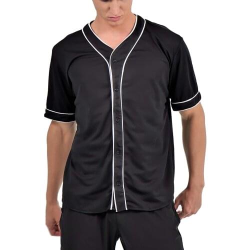 Harajuku Solid Baseball Jersey T Shirt Short Sleeve Street Hip Hop Baseball Top Shirts Button Cardigan Black White Sport Shirt