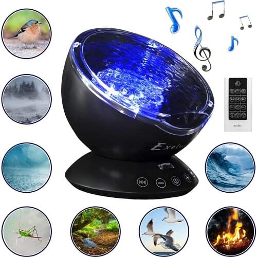 Ocean Wave Projector Sound Machine 2 in 1 Night Light Projector Adjustable Brightness Color Changing Wave Light Effects for Kids