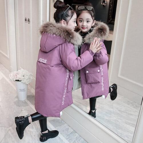 Girls Coats Winter 2021 Girl clothes Winter Jacket Warm Thick Coat Childrens Clothing Kids parka Big Fur Hooded Outerwear 5-13