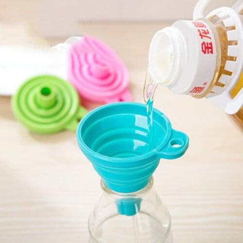 1 Piece Portable Creative Mini Folding Mini Telescopic Funnel Household Silicone Oil Leak Kitchen Small Liquid Oil Funnel