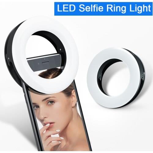 Portable LED Selfie Ring Light Flash For Mobile Phone Laptop Fill Light For Youtube Tiktok Video USB Rechargeable Clip Ring Lamp