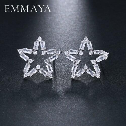 EMMAYA Luxury Big Star Stud Earrings For Women Lady Authentic Original Jewelry Gift